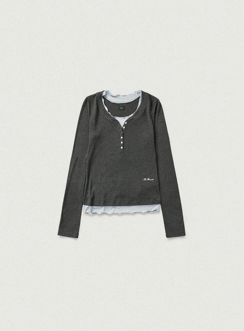 Aimee Slim Layered T-shirt_Charcoal