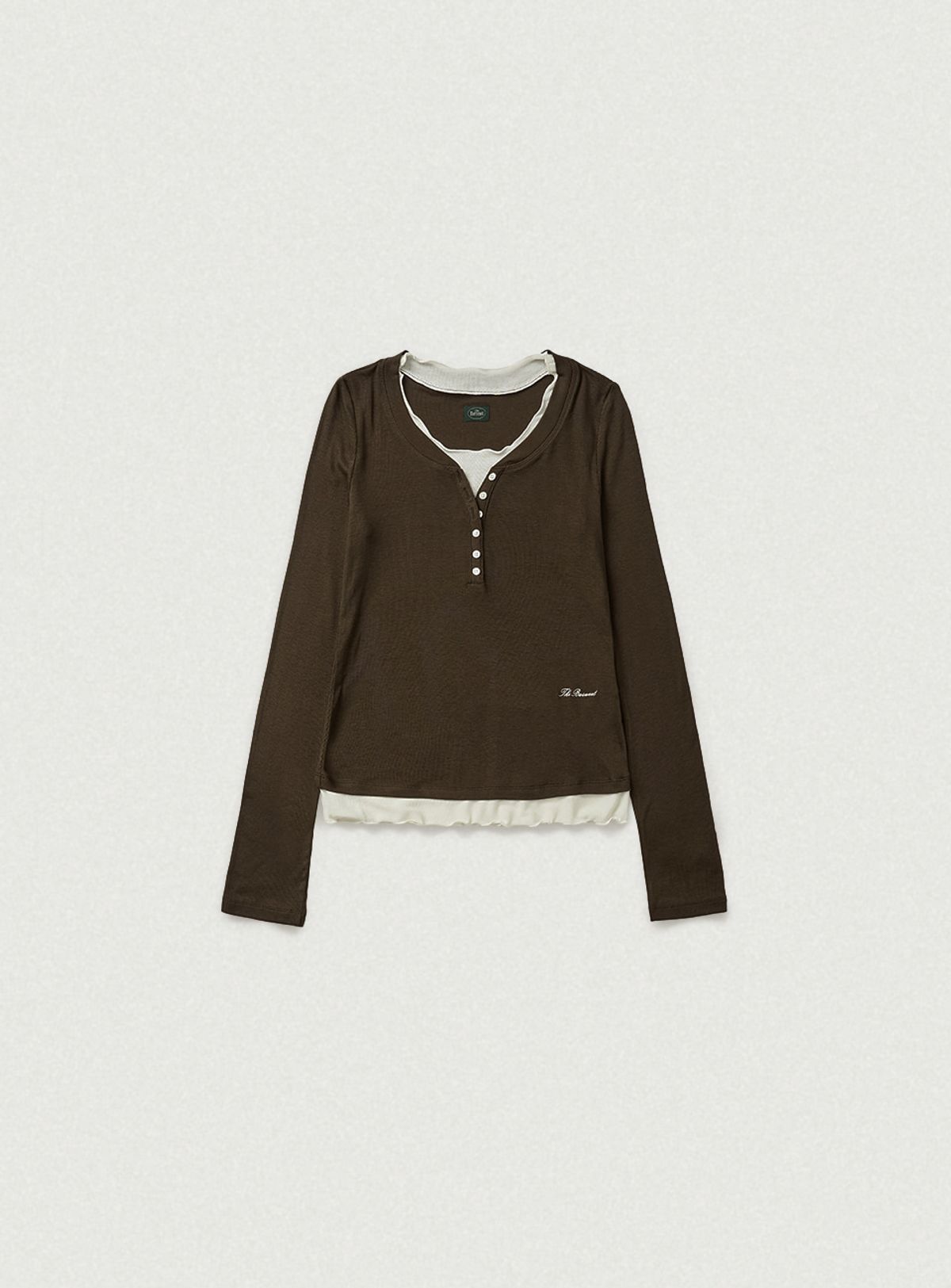 더바넷(THEBARNNET) Aimee Slim Layered T-shirt_Brown