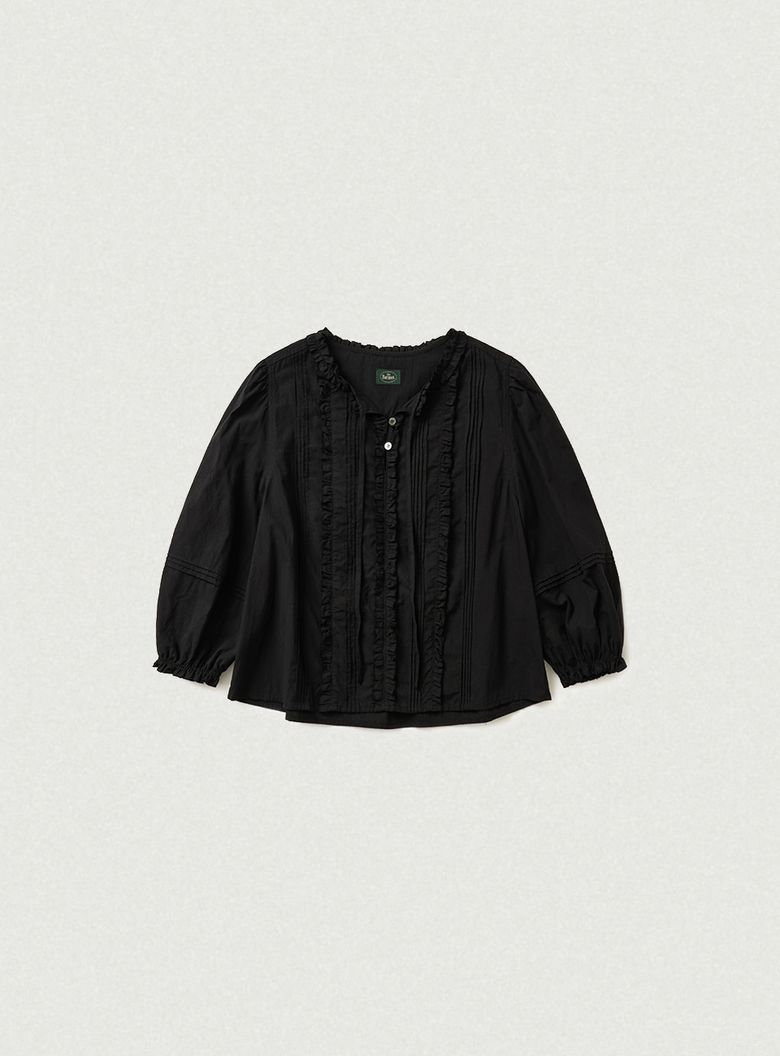 Pevia Frill Pintuck Blouse_Black
