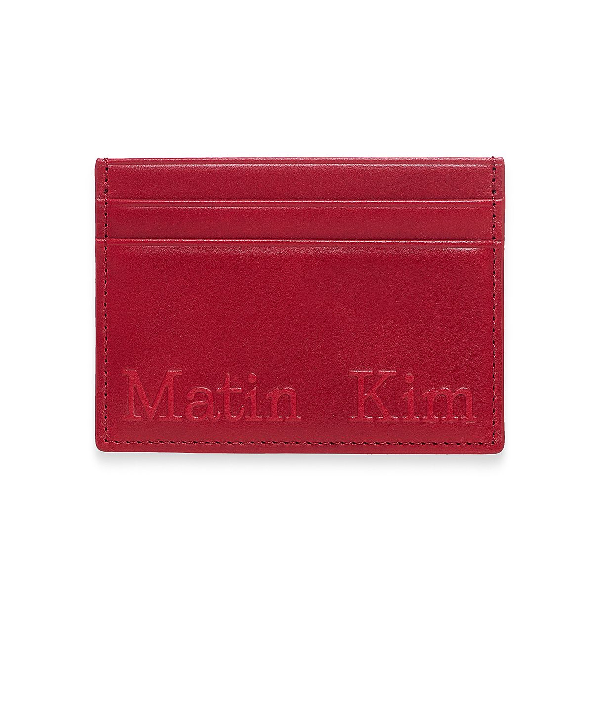 마뗑킴(MATIN KIM) EMBOSSED LOGO CARD WALLET IN RED