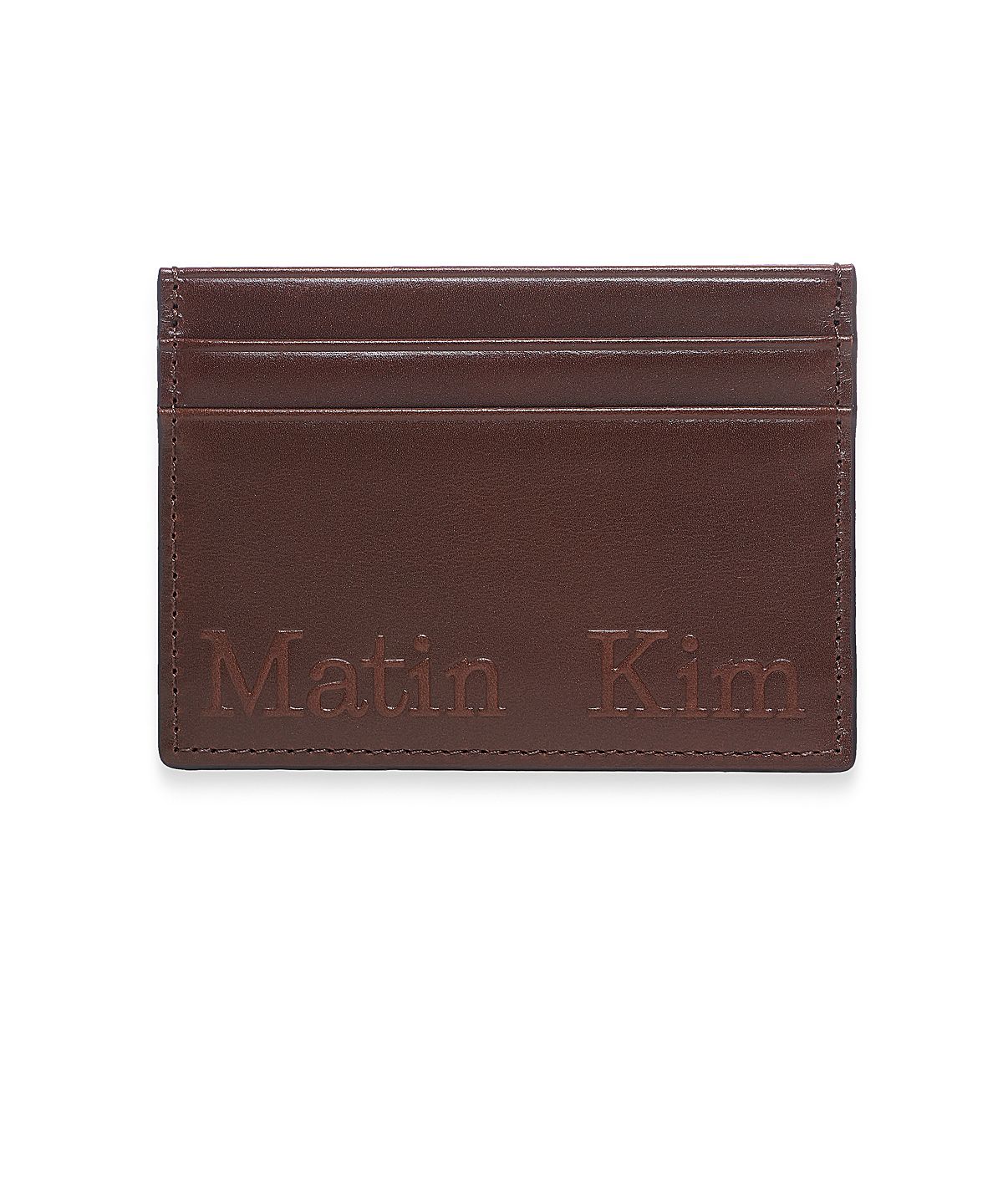 마뗑킴(MATIN KIM) EMBOSSED LOGO CARD WALLET IN BROWN
