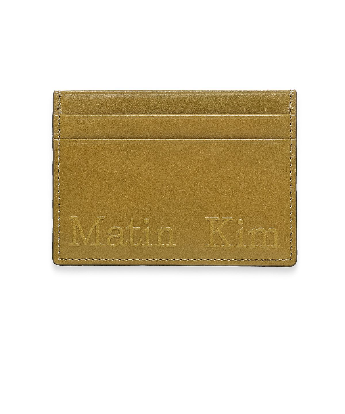 마뗑킴(MATIN KIM) EMBOSSED LOGO CARD WALLET IN OLIVE
