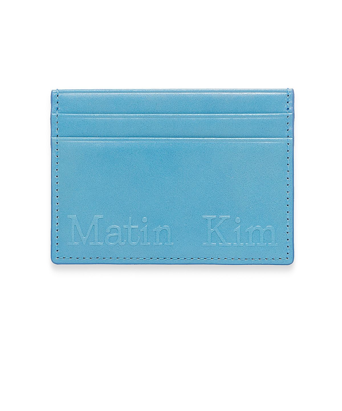 마뗑킴(MATIN KIM) EMBOSSED LOGO CARD WALLET IN BLUE