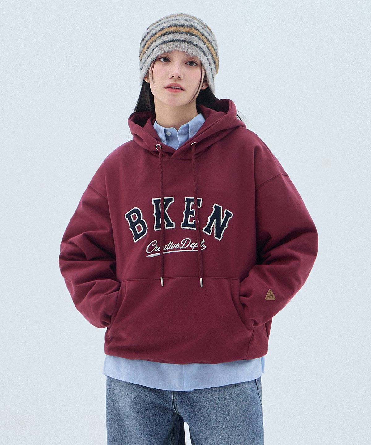 바켄(BAKKEN) [우먼] 클래식 패치 로고 후드티 BK6979 (4 COLOR)