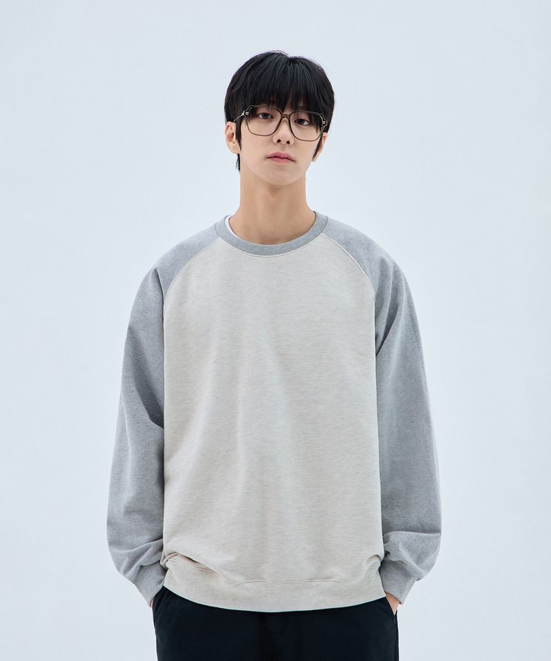 [MEN] 에센셜 래글런 스웻 셔츠 BK5968 (2 COLOR)