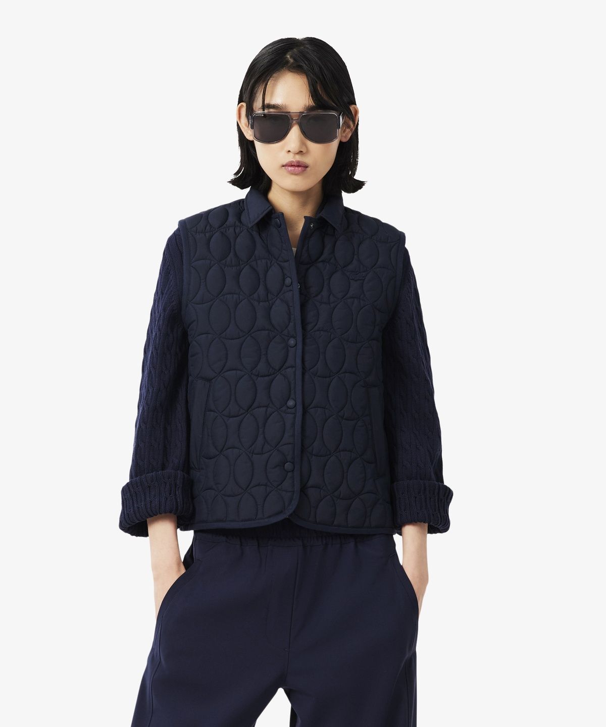 라코스테(LACOSTE) 여성 카라 경량 패딩 조끼 BF8450-56N MXQ