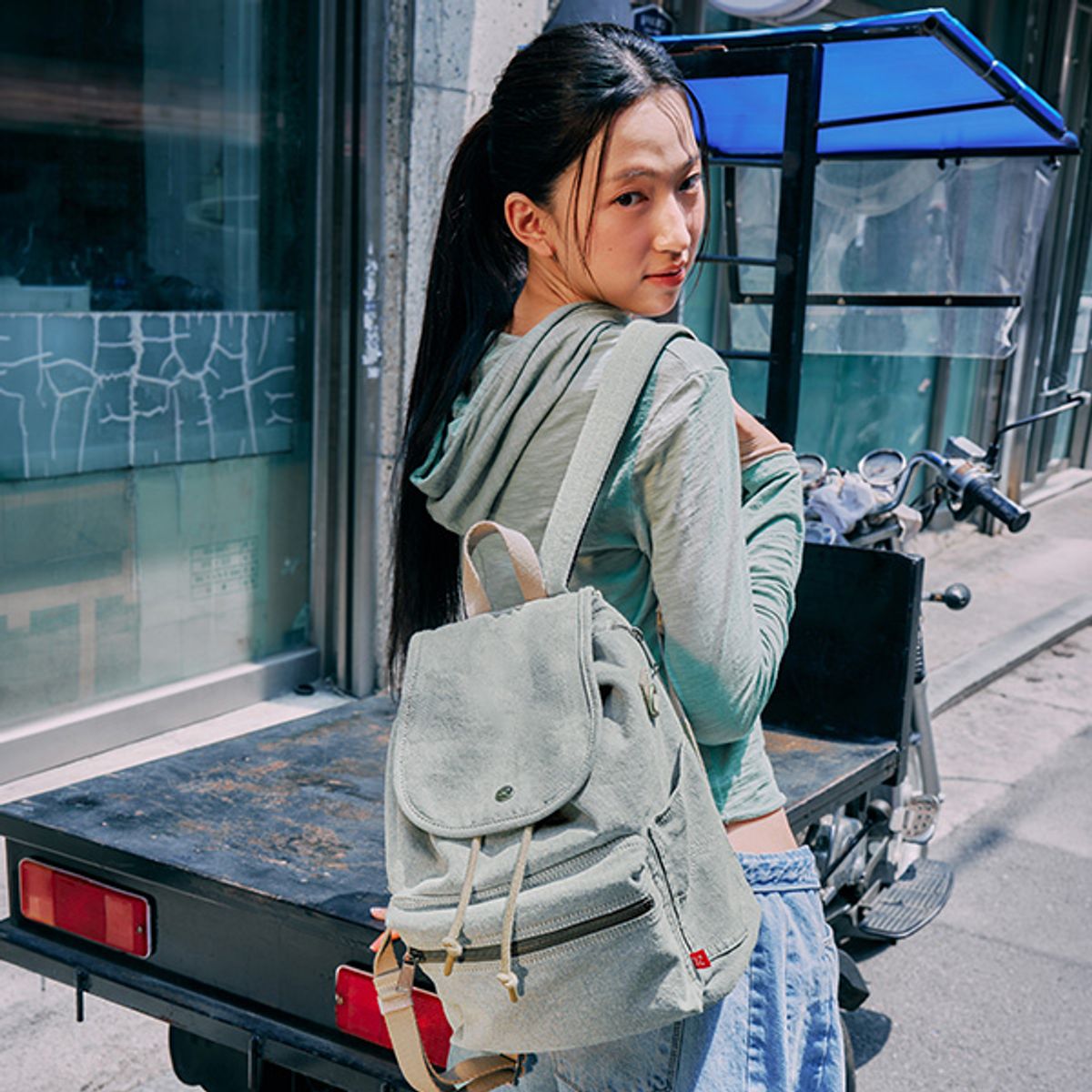 쌤소나이트 레드(SAMSONITE RED) ESHER 플랩 백팩 LIGHT DENIM UW9KA003