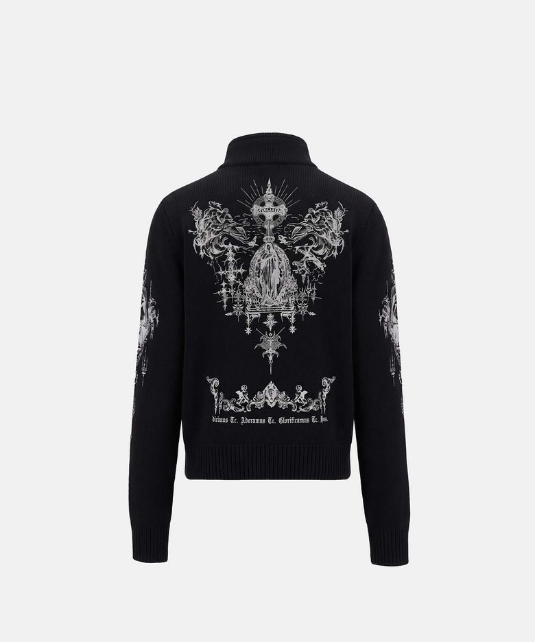 T.M.V. SAINT DOMINIC Full-Zip 니트 트랙 탑 - 블랙
