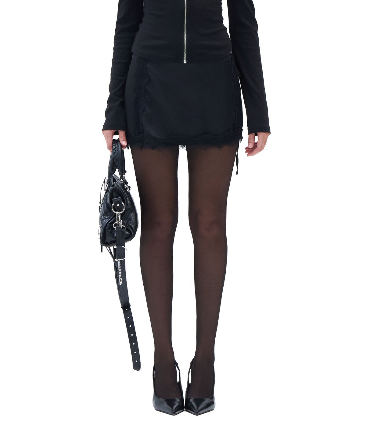 힐다(HILLDA) Sylvia Lace Mini Skirt [Black]