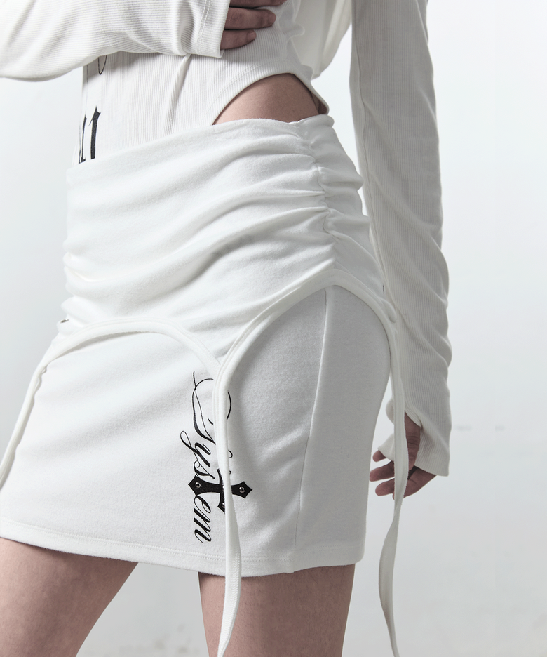 Layered Drawstring Skirt / White