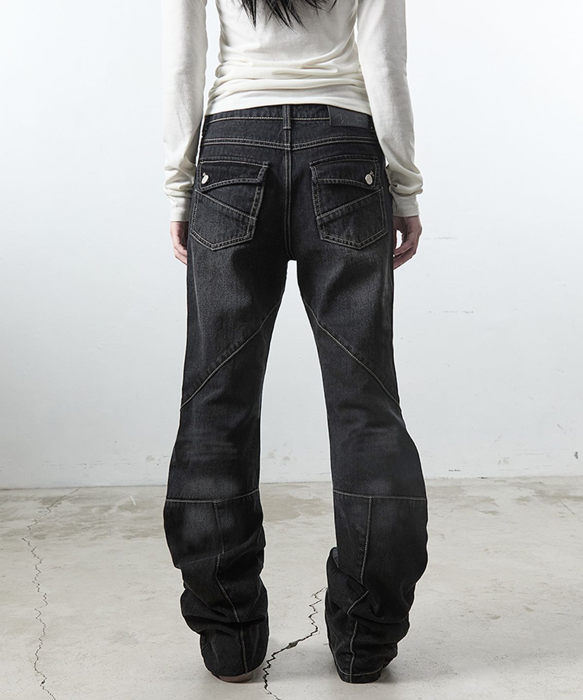 사일프레이(41PRAY) Multi Panel Denim Pants / Black
