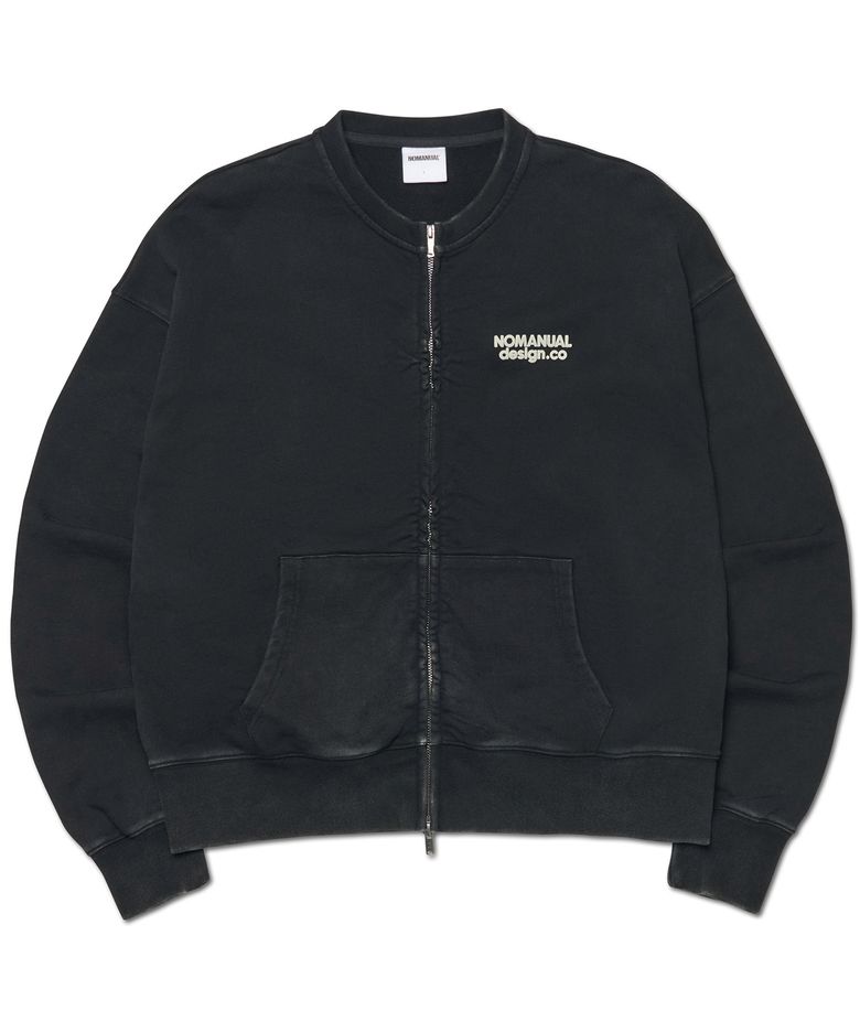 NM CREW NECK ZIP-UP - WASHED BLACK