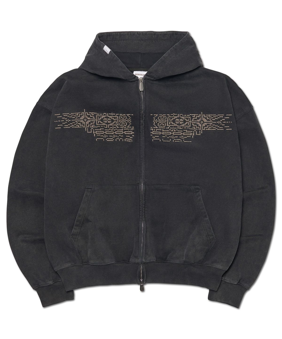 노매뉴얼(NOMANUAL) D.P HOODED ZIP-UP - WASHED BLACK