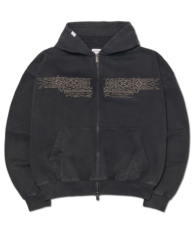 D.P HOODED ZIP-UP - WASHED BLACK