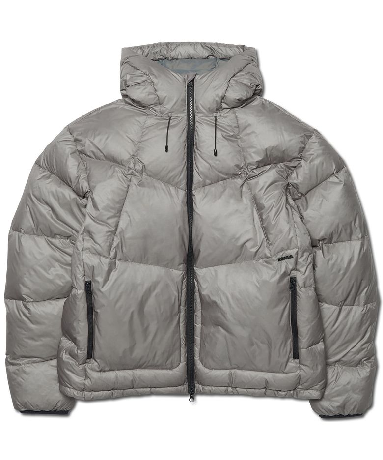 SLANT CROP HOODED DUCK DOWN - CHARCOAL