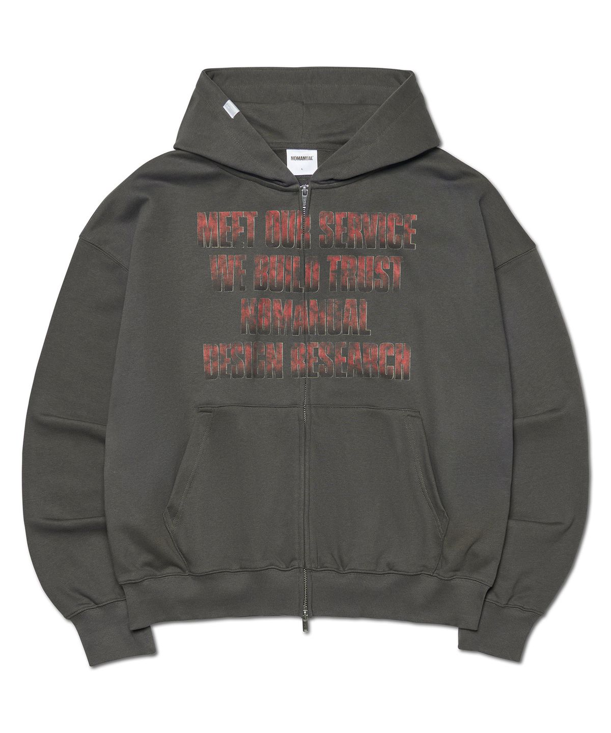 노매뉴얼(NOMANUAL) G.T HOODED ZIP-UP - CHARCOAL