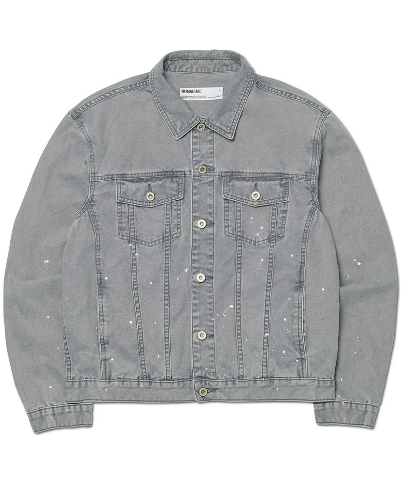 PAINTED TRUCKER JACKET - WASHED GRAY