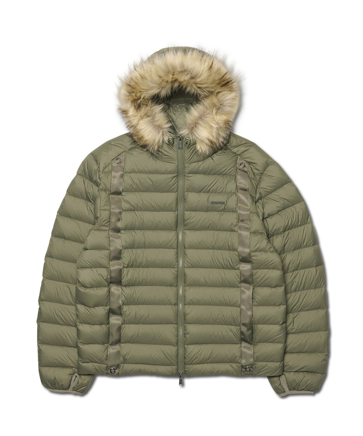 노매뉴얼(NOMANUAL) FUR HOODED LIGHT DUCK DOWN - KHAKI GRAY