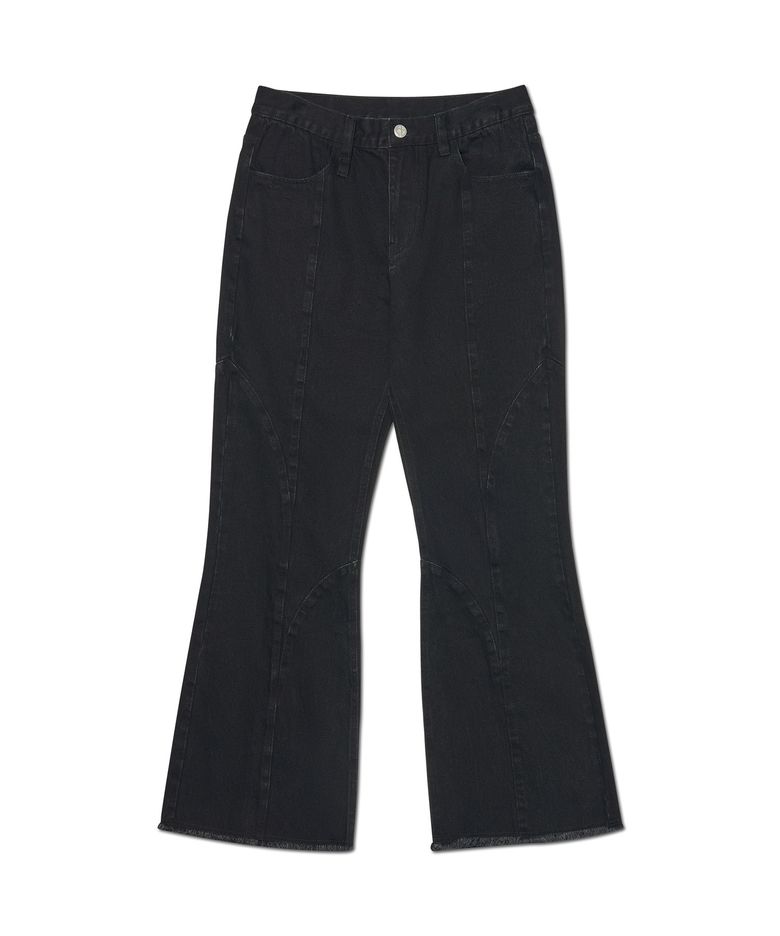 C.L FLARE DENIM PANTS - BLACK