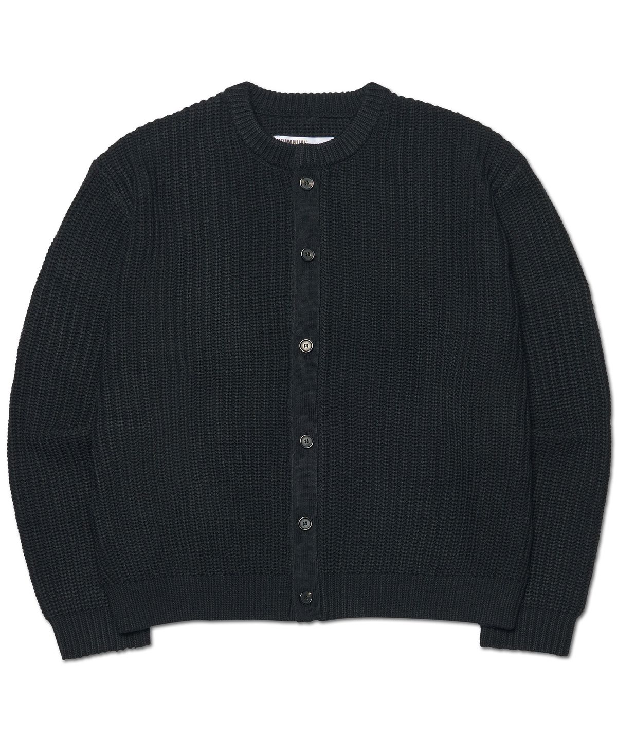 노매뉴얼(NOMANUAL) EASE ROUND NECK CARDIGAN - BLACK