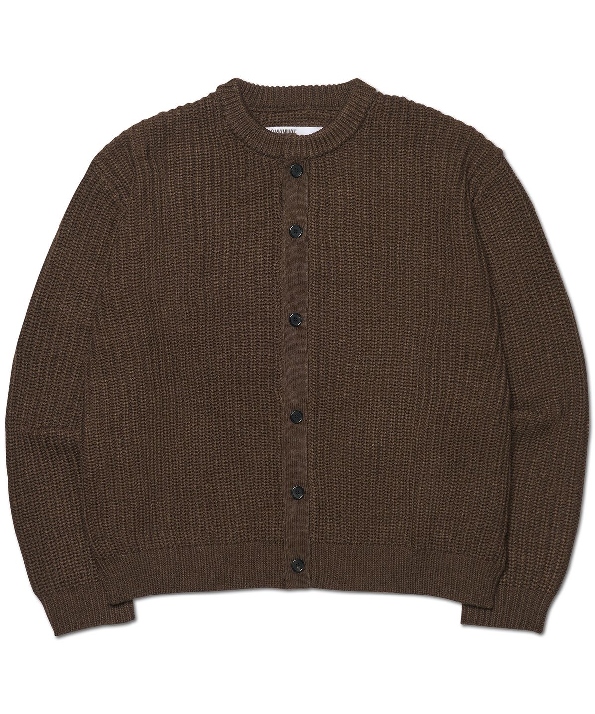노매뉴얼(NOMANUAL) EASE ROUND NECK CARDIGAN - BROWN