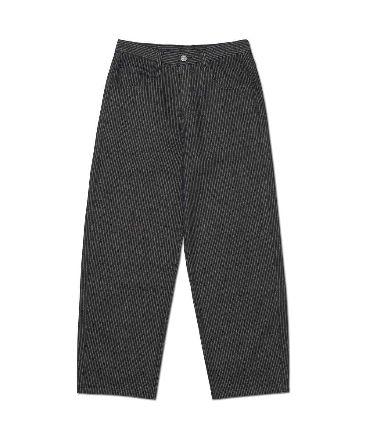 노매뉴얼(NOMANUAL) NM STRIPE CURVED DENIM PANTS - BLACK