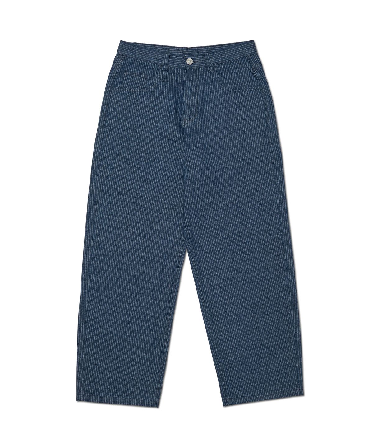 노매뉴얼(NOMANUAL) NM STRIPE CURVED DENIM PANTS - BLUE