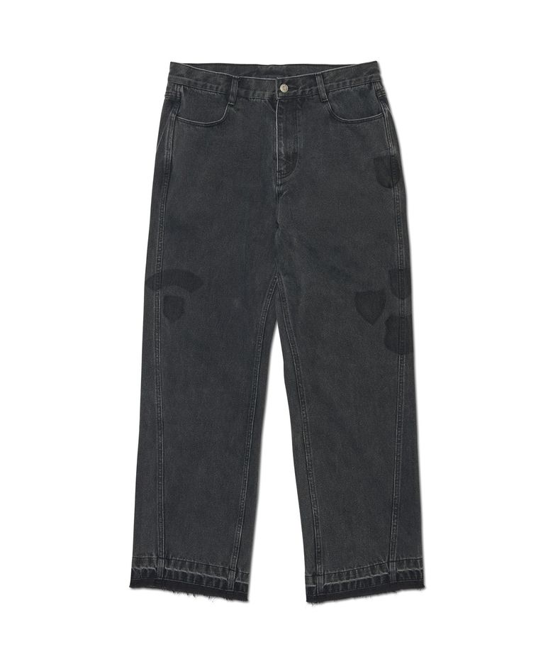 EMBLEM PATCHED DENIM PANTS - WASHED BLACK
