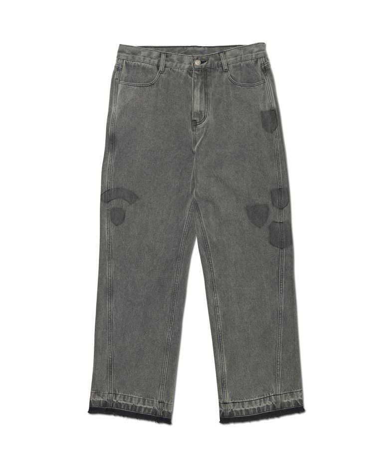 EMBLEM PATCHED DENIM PANTS - WASHED GRAY