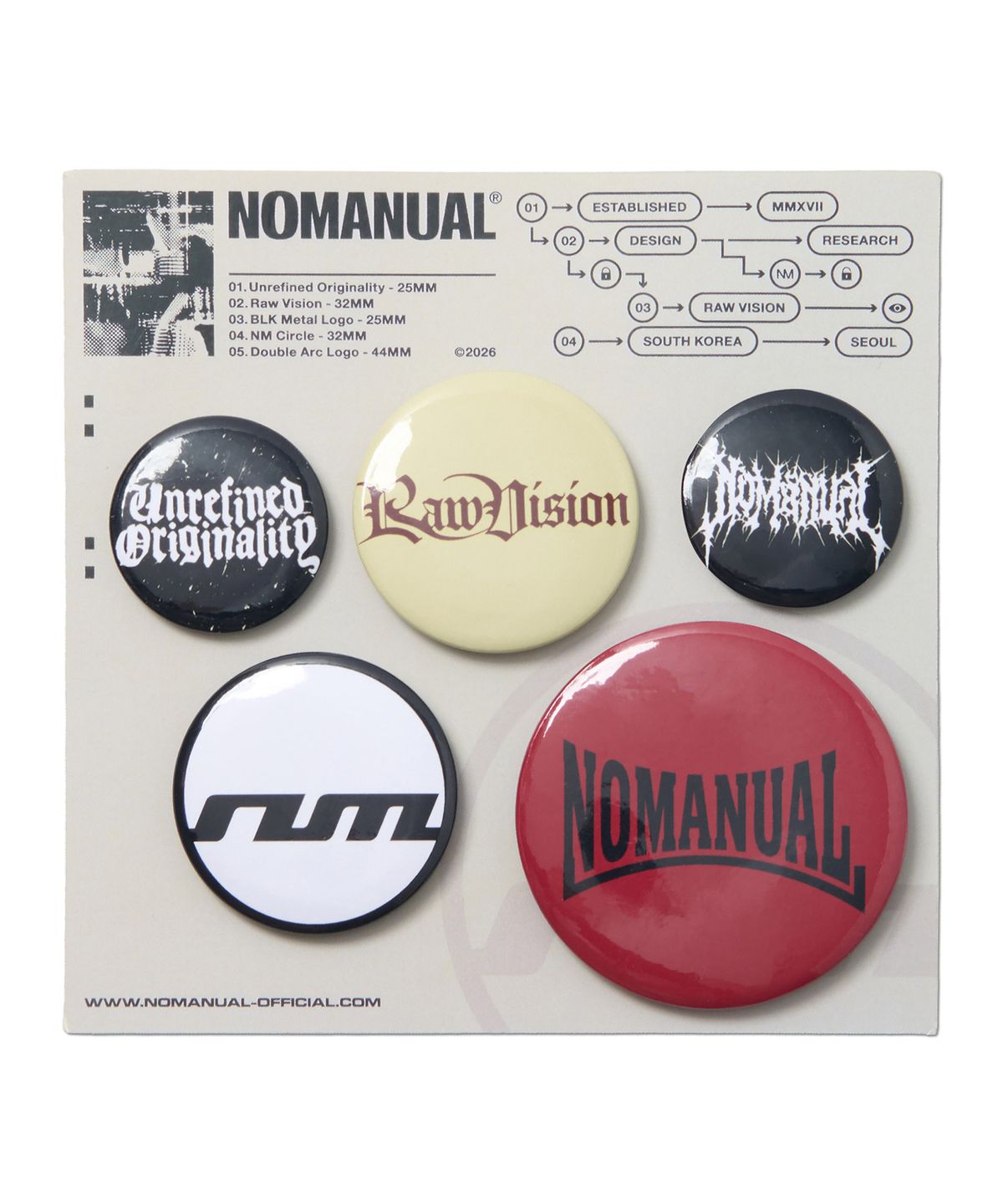 노매뉴얼(NOMANUAL) 26FW PIN BADGE SET