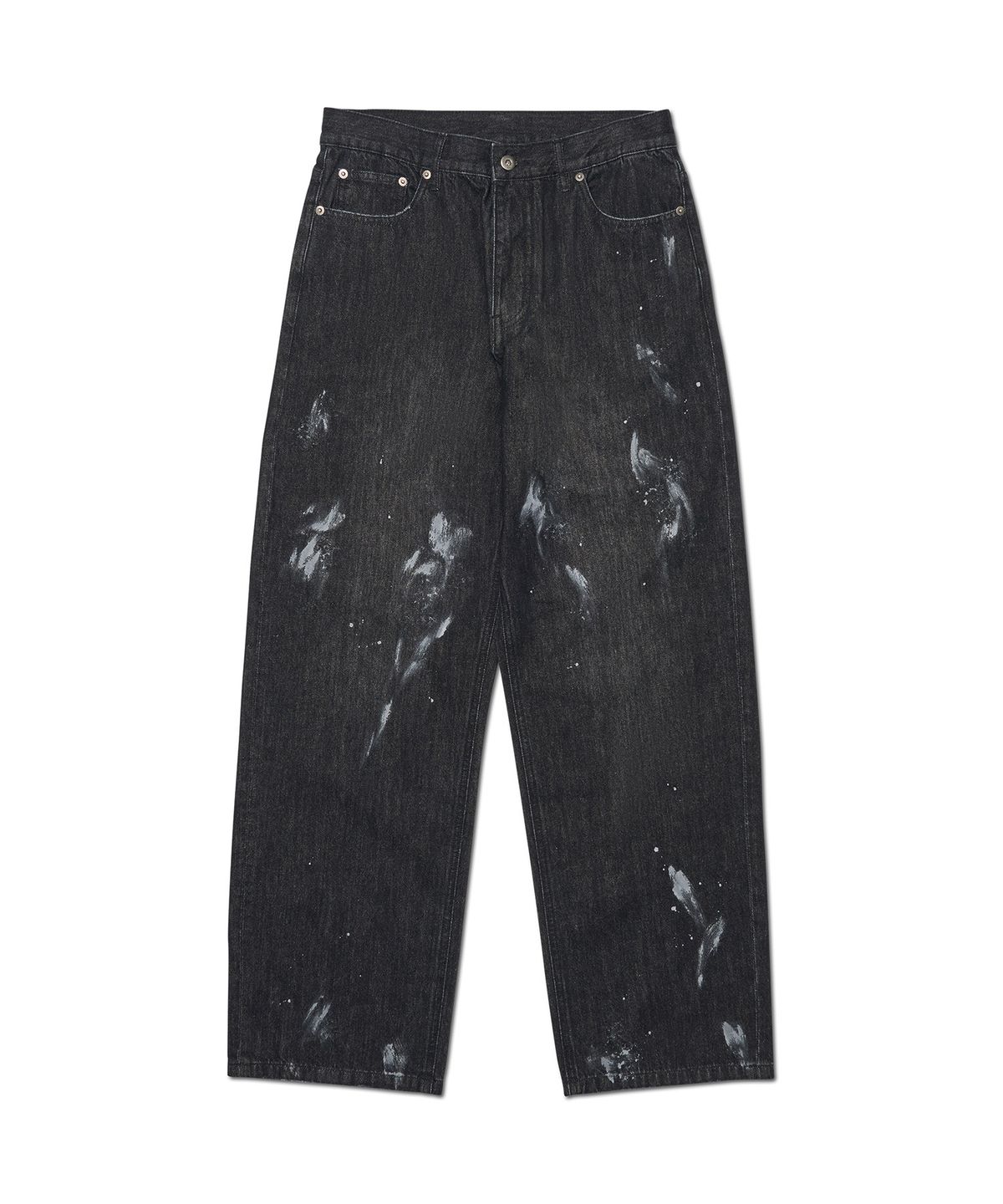 노매뉴얼(NOMANUAL) PAINT BRUSHED DENIM PANTS - WASHED BLACK