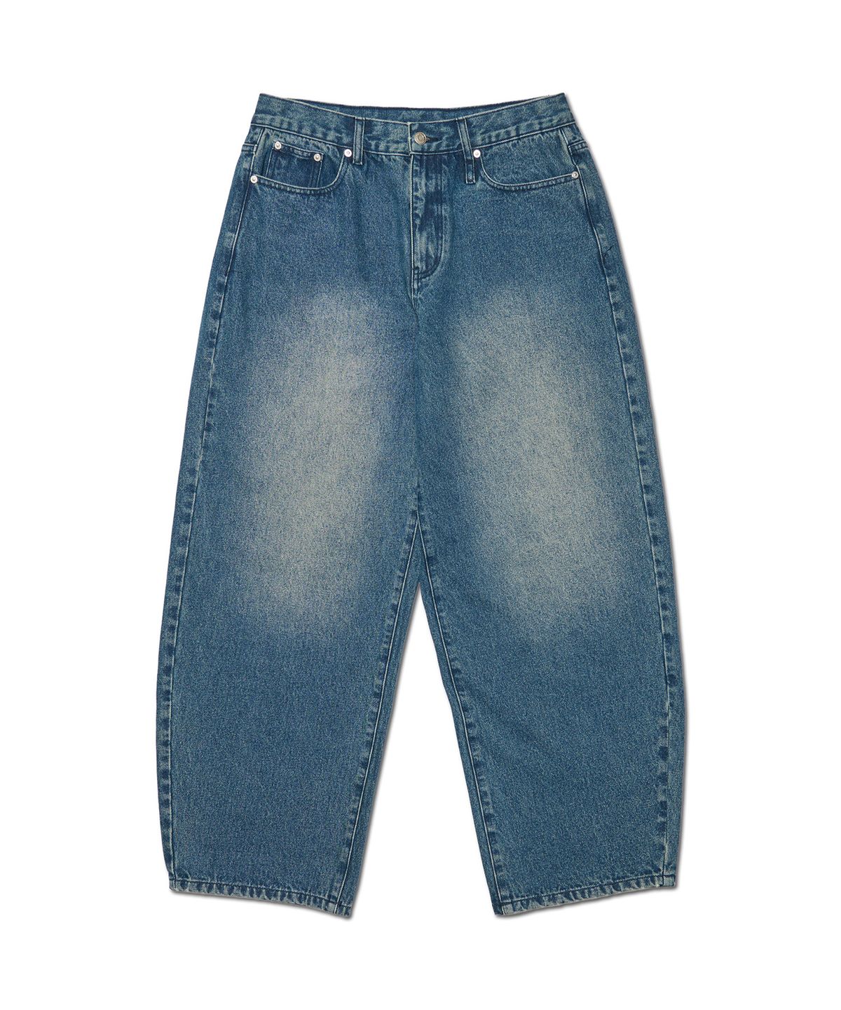 노매뉴얼(NOMANUAL) BASIC WASHED DENIM PANTS - WASHED NAVY
