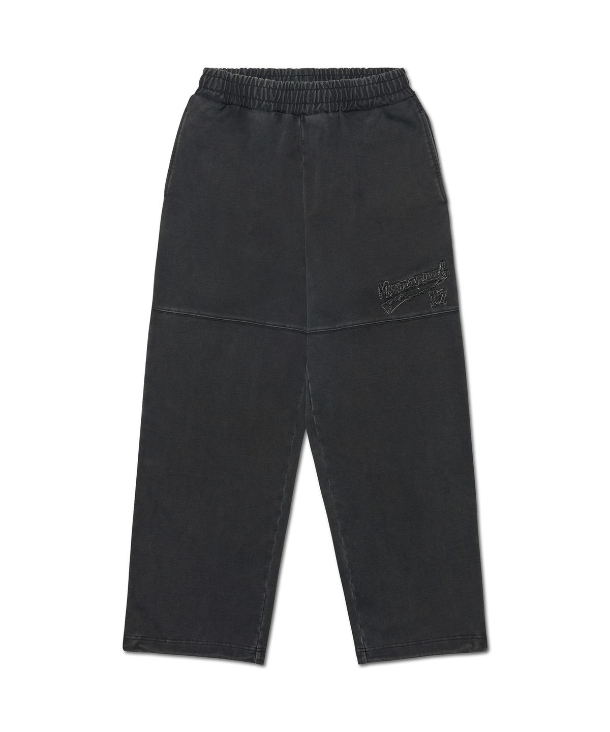 노매뉴얼(NOMANUAL) APPLIQUE SWEATPANTS - WASHED BLACK