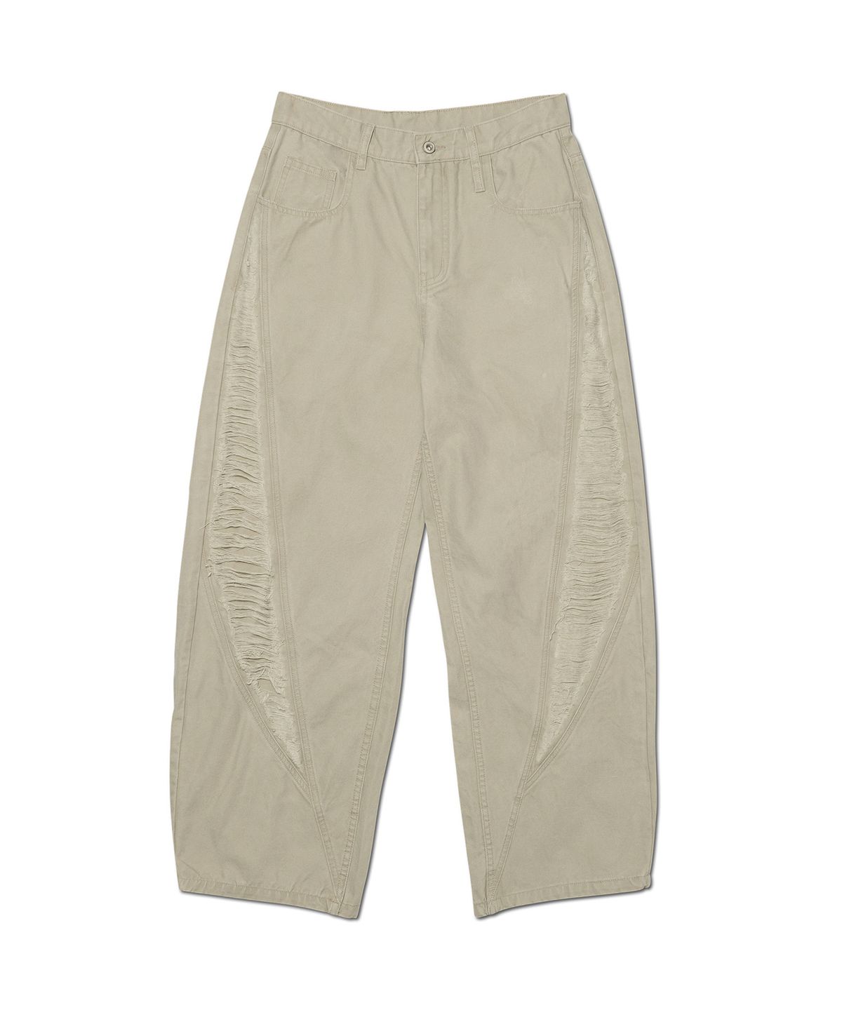 노매뉴얼(NOMANUAL) PANEL DESTROYED PANTS - BEIGE