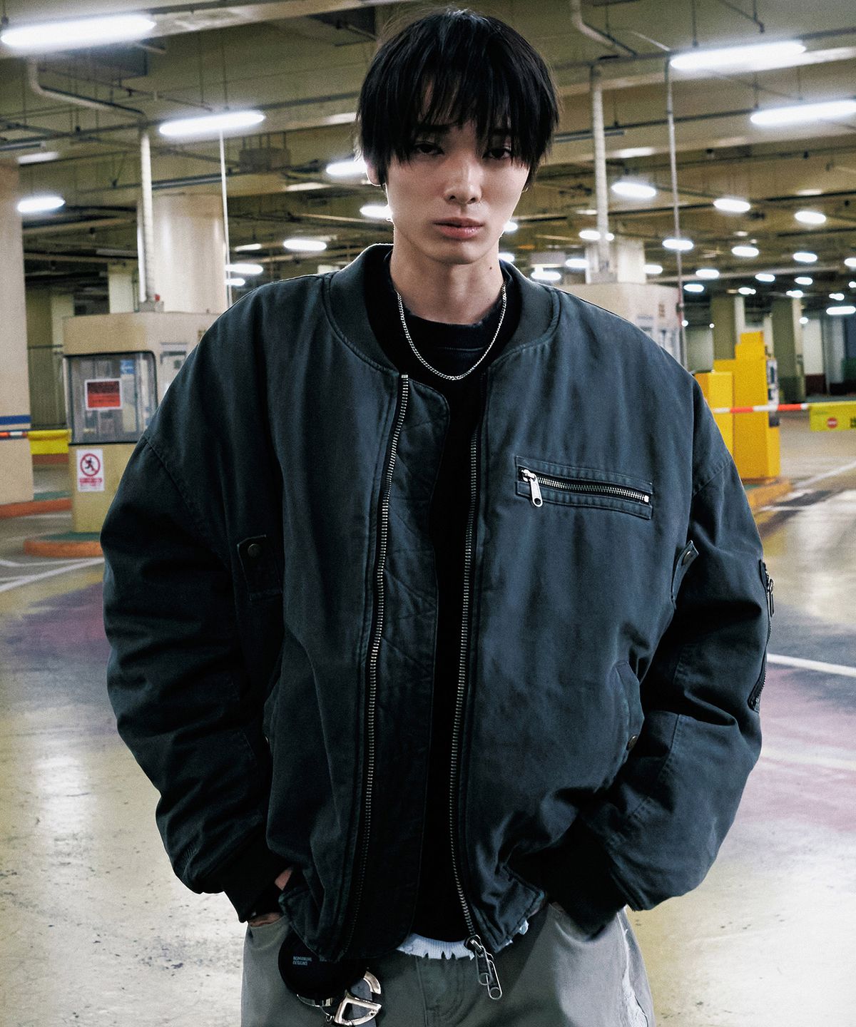 노매뉴얼(NOMANUAL) WASHED VINTAGE MA-1 JACKET - BLACK