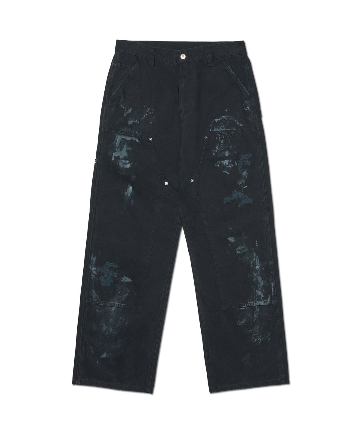 노매뉴얼(NOMANUAL) DAMAGED DOUBLE KNEE PANTS - WASHED BLACK