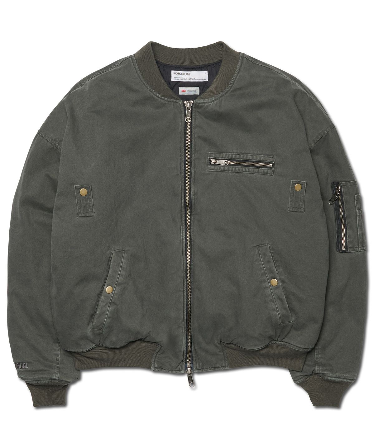노매뉴얼(NOMANUAL) WASHED VINTAGE MA-1 JACKET - CHARCOAL