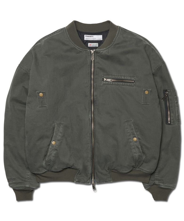 WASHED VINTAGE MA-1 JACKET - CHARCOAL