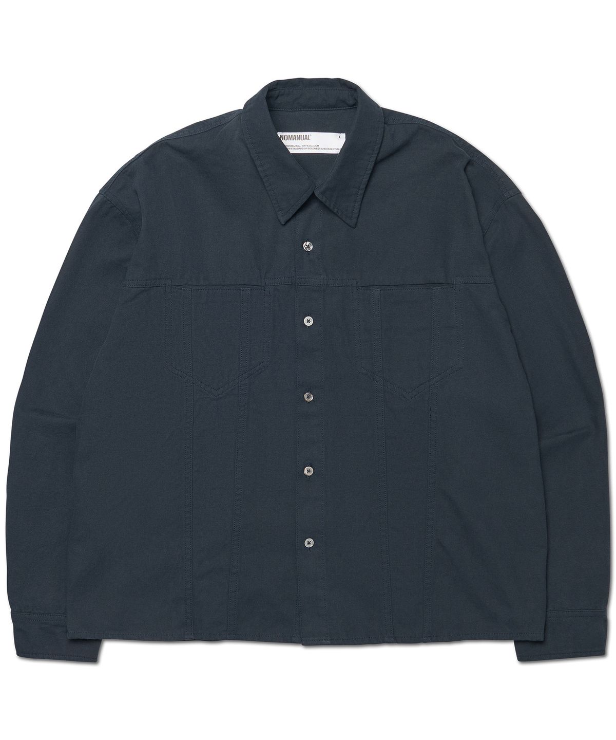 노매뉴얼(NOMANUAL) M.L CROP SHIRT - DARK NAVY