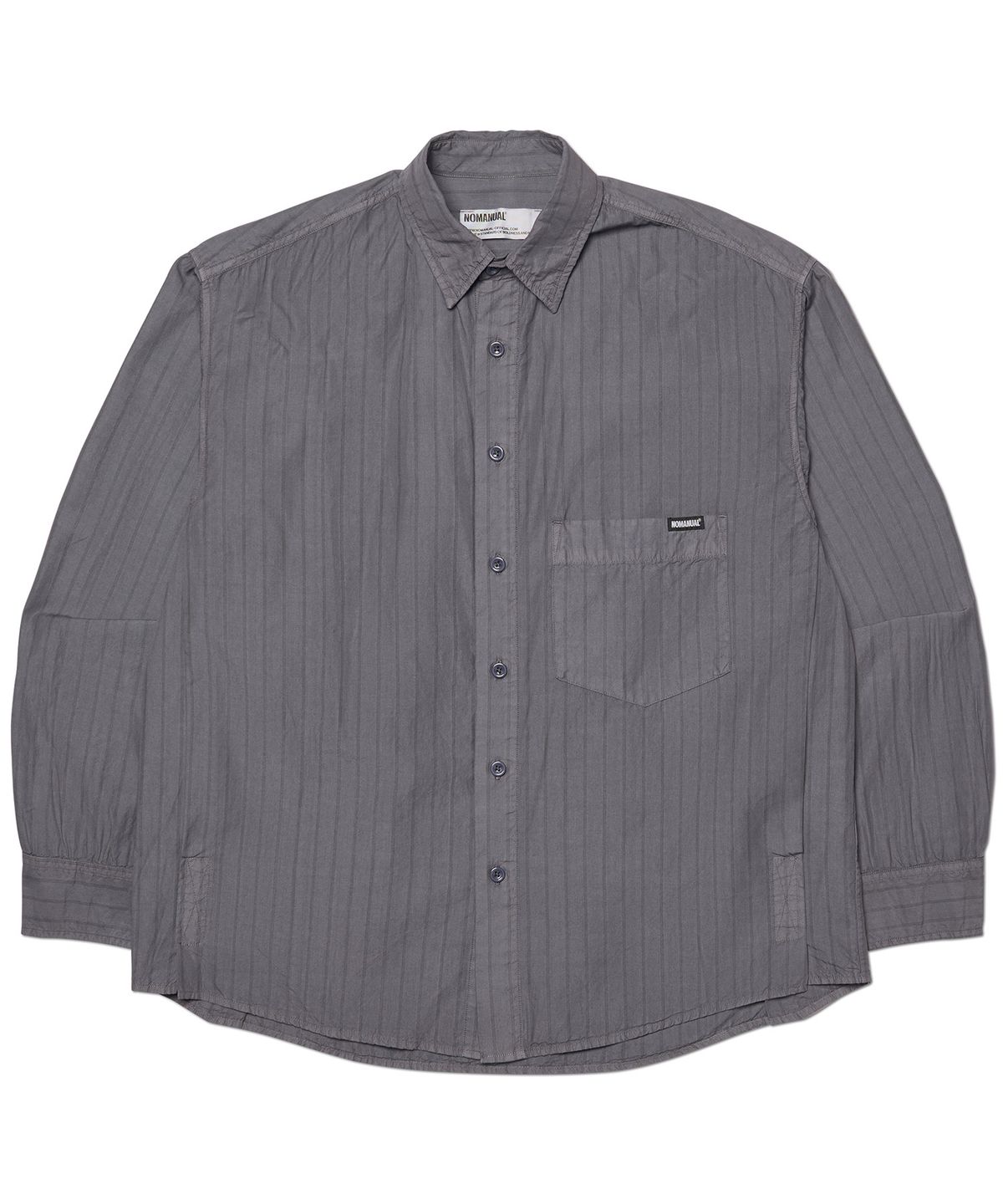 노매뉴얼(NOMANUAL) DYED STRIPED SHIRT - DYED PURPLE