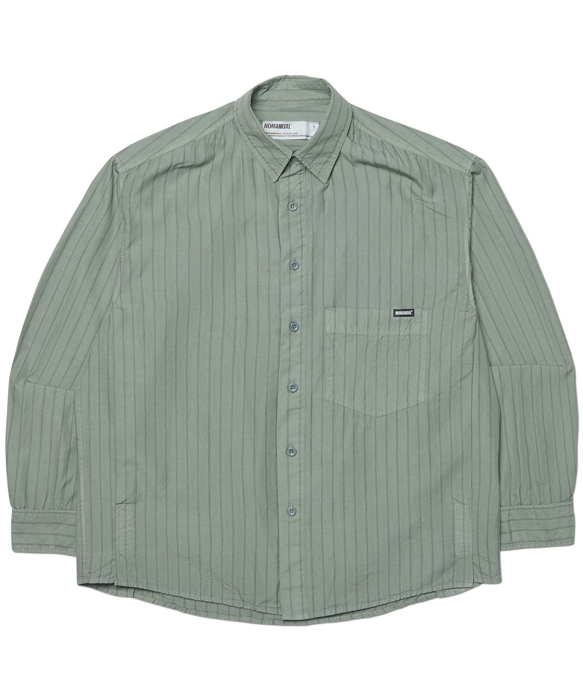 노매뉴얼(NOMANUAL) DYED STRIPED SHIRT - DYED CHARCOAL