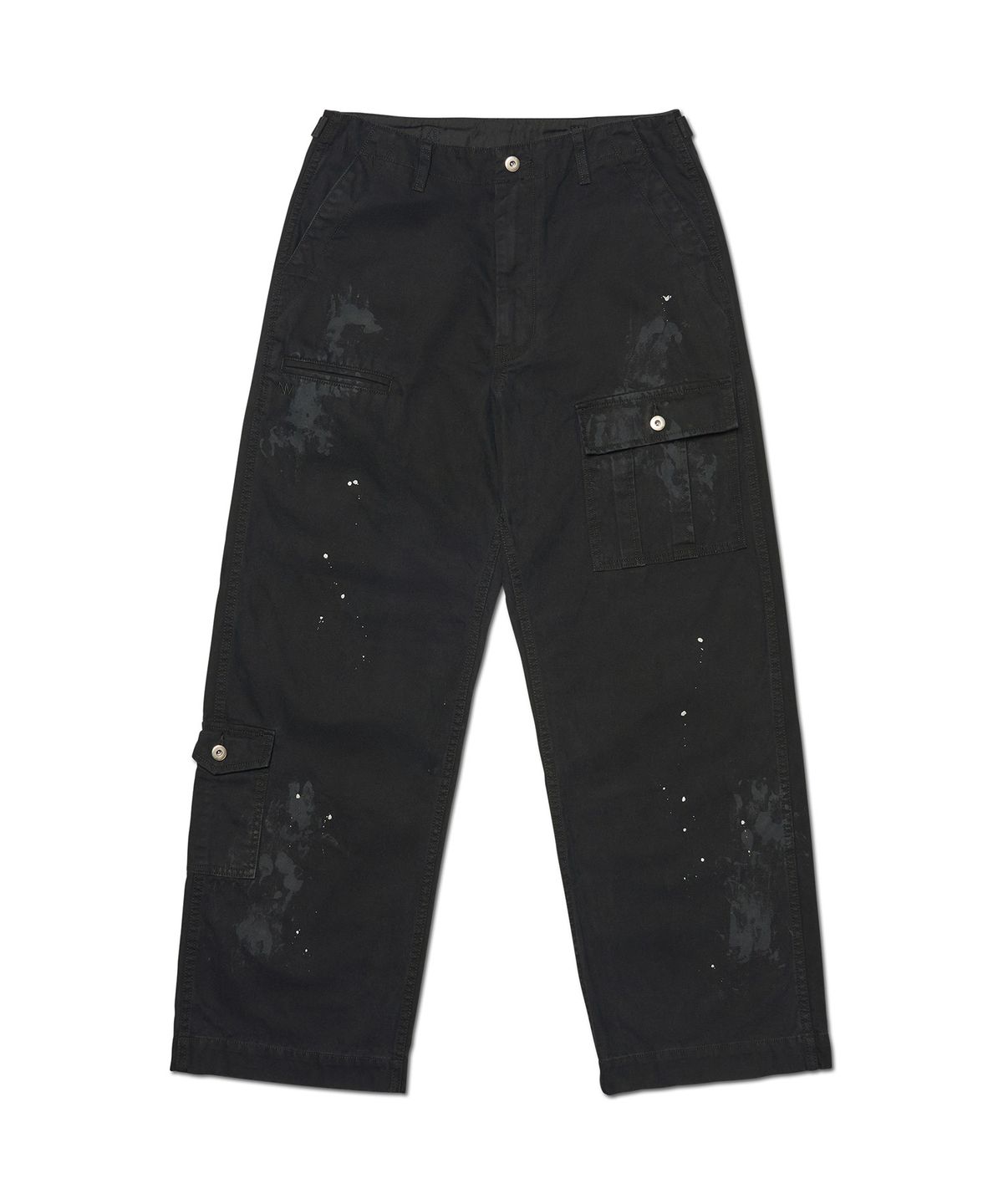 노매뉴얼(NOMANUAL) SPLATTER CARGO PANTS - WASHED BLACK
