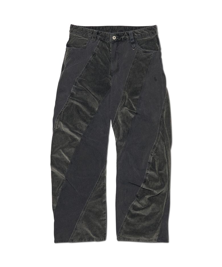 DUAL TEXTURE TWISTED PANTS - BLACK