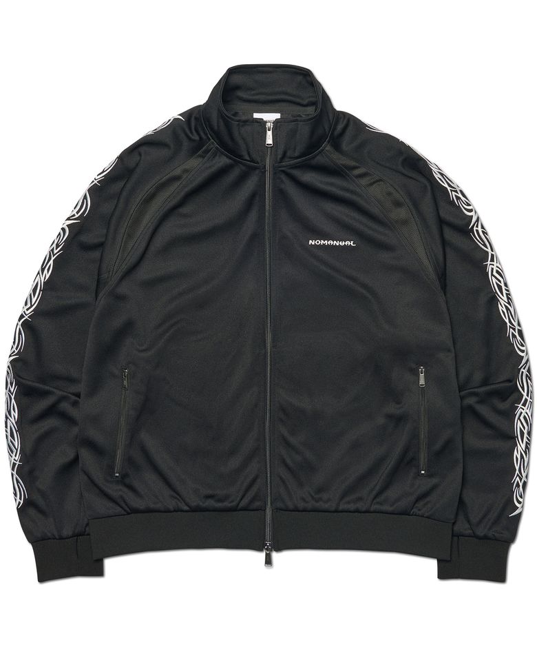 EMBROIDERED TRIBAL TRACK TOP - BLACK