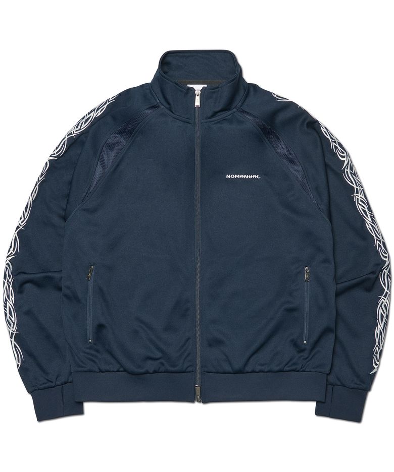 EMBROIDERED TRIBAL TRACK TOP - NAVY