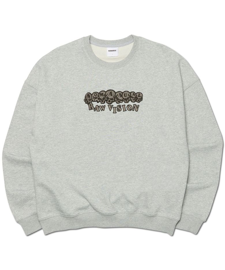 SKULL EMBROIDERED SWEATSHIRT - MELANGE