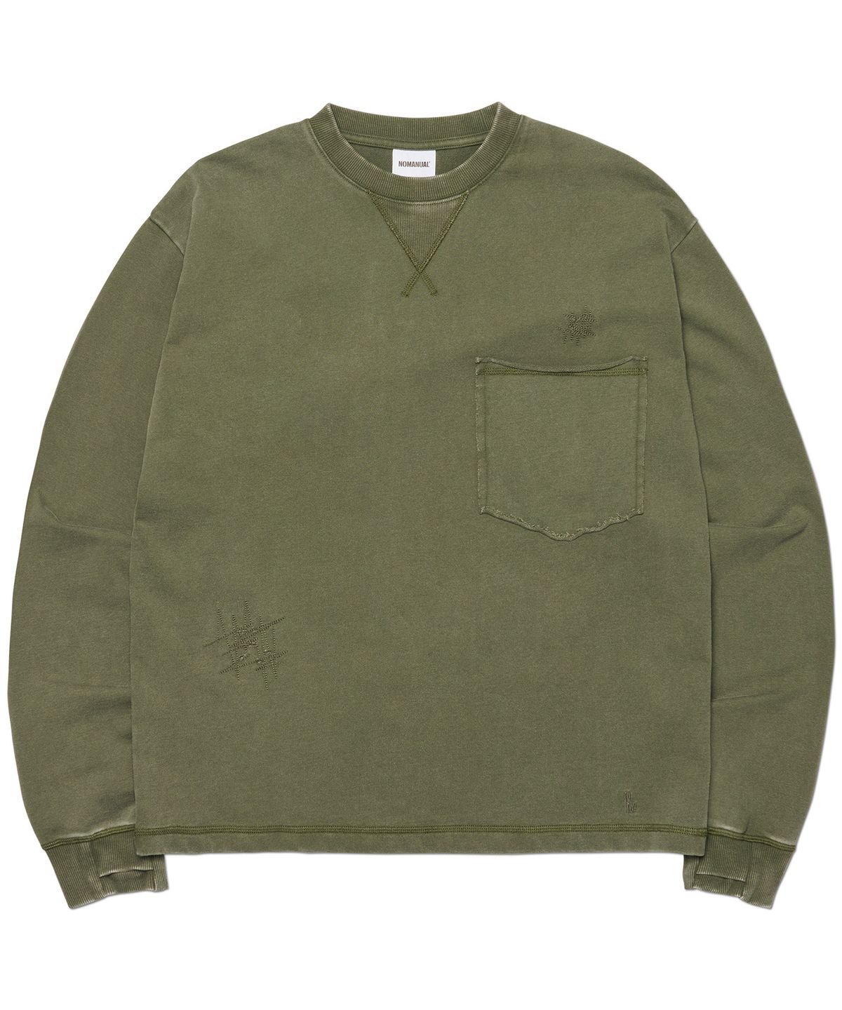 노매뉴얼(NOMANUAL) NM NEO VINTAGE LONG SLEEVE TEE - WASHED KHAKI