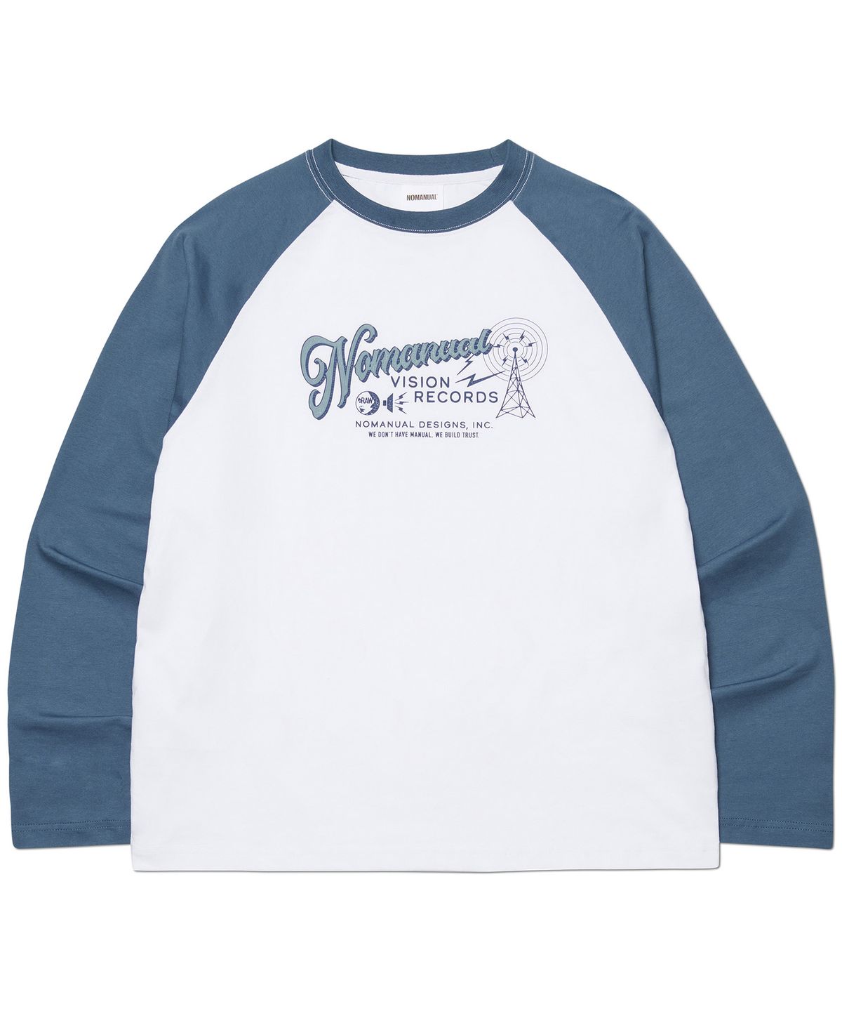 노매뉴얼(NOMANUAL) VISION RECORDS RAGLAN LONG SLEEVE TEE - NAVY