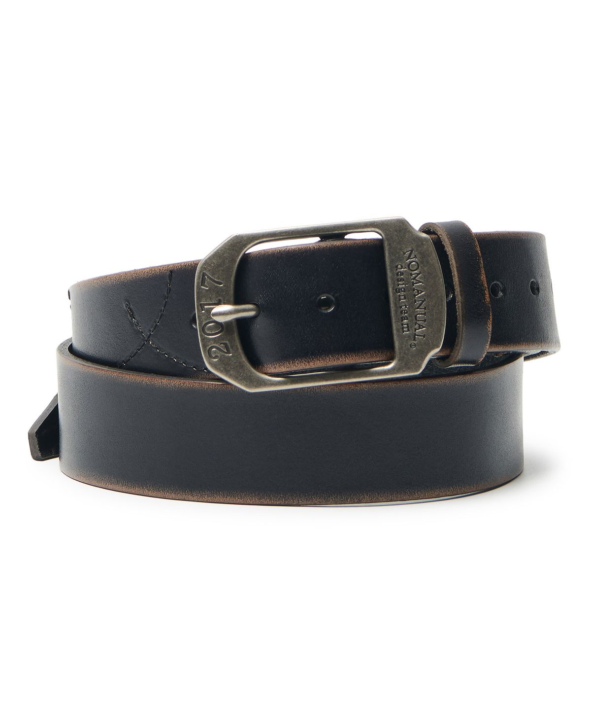 노매뉴얼(NOMANUAL) NM VINTAGE LEATHER BELT - BLACK