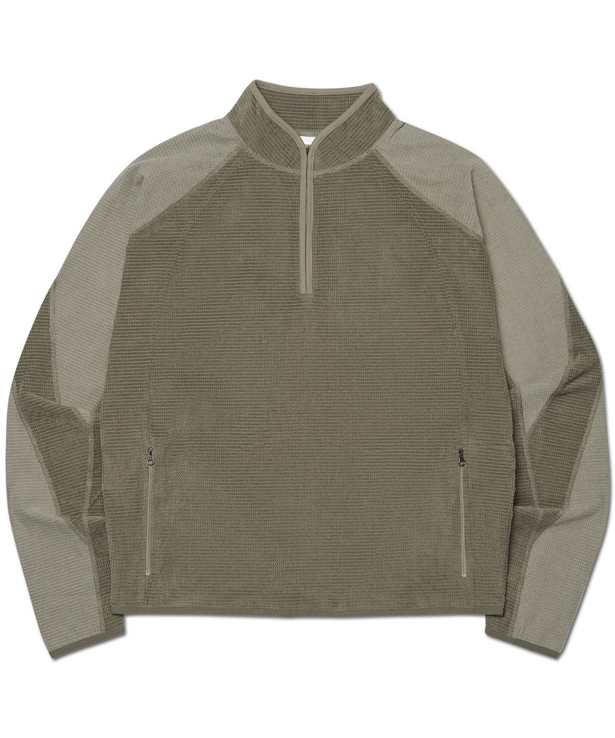 노매뉴얼(NOMANUAL) T.L HEAVY WAFFLE HALF ZIP-UP - CHARCOAL